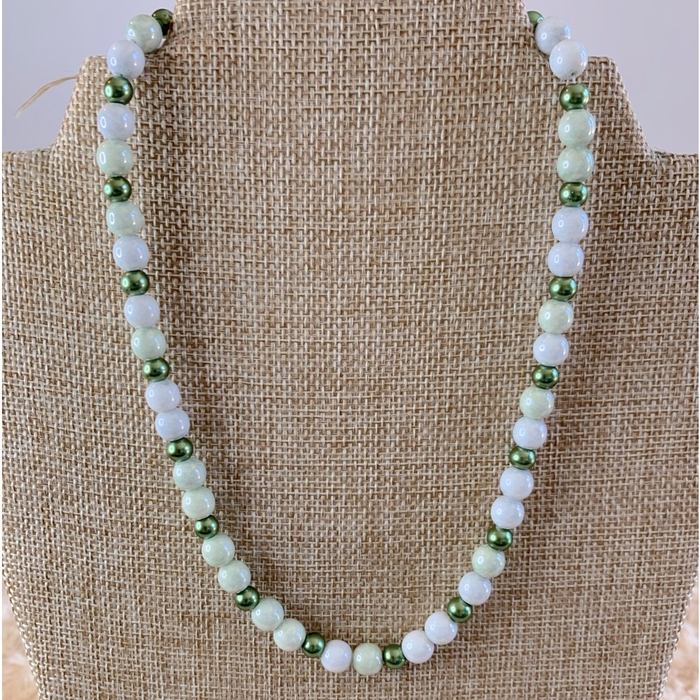 Artisan Made Jade Acrylic Bead Toggle Clasp Necklace